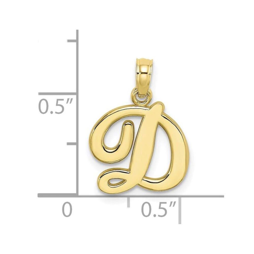 10k Yellow Gold Polished D Script Initial Charm - image 8